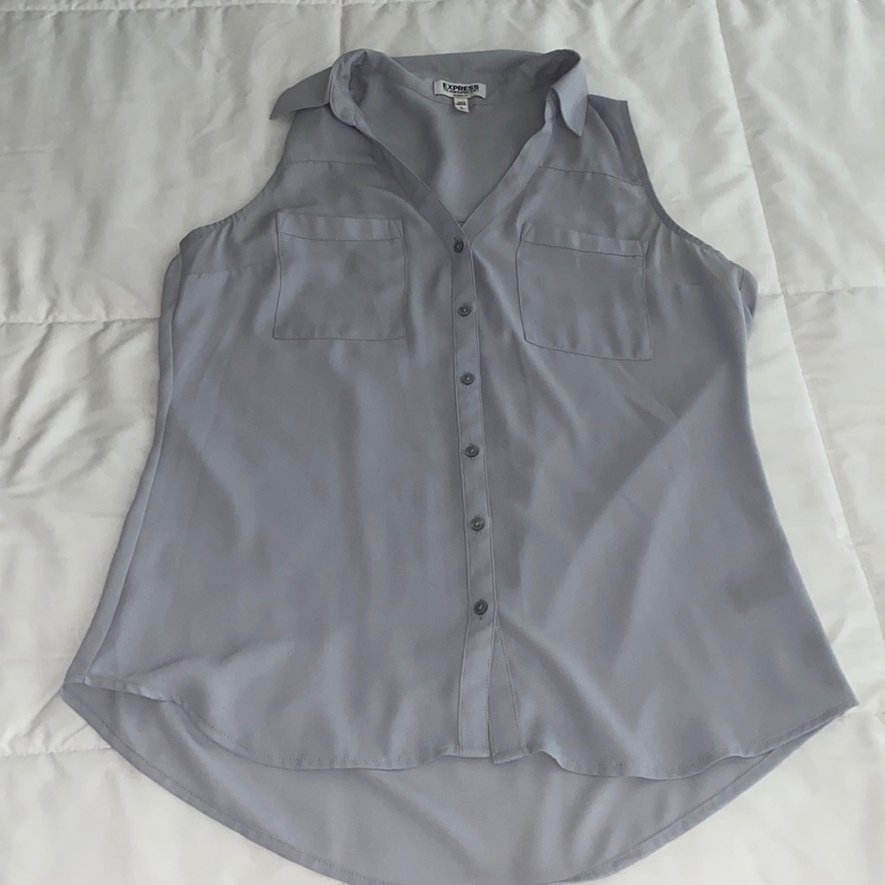 Grey portofino sleeveless button down